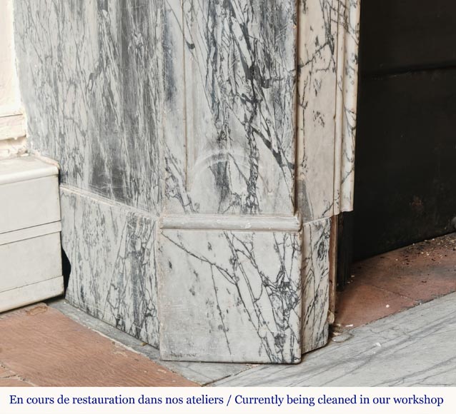 Louis XV style Pompadour mantel in Blue Fleuri marble Louis XV style Pompadour mantel in Blue Fleuri marble-4