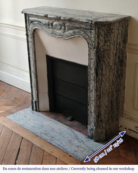 Louis XV style Pompadour mantel in Blue Fleuri marble Louis XV style Pompadour mantel in Blue Fleuri marble-5