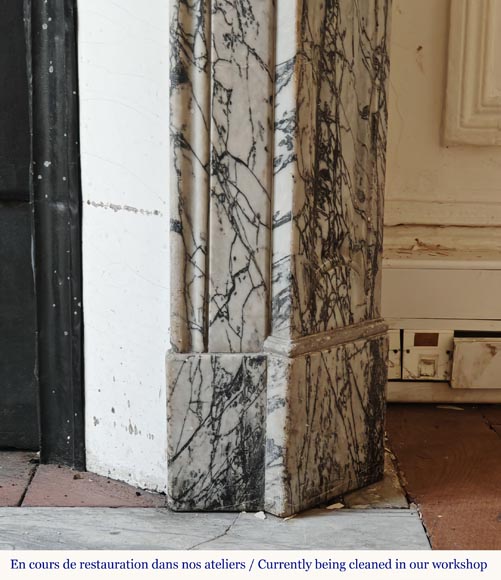 Louis XV style Pompadour mantel in Blue Fleuri marble Louis XV style Pompadour mantel in Blue Fleuri marble-7