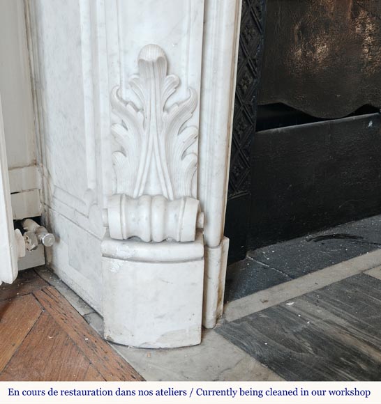 Highly Carved Louis XV-style mantel in Carrara marble Highly Carved Louis XV-style mantel in Carrara marble-6