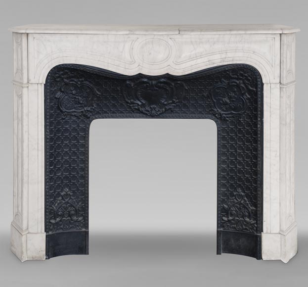 Louis XV style Pompadour mantel in Carrara marble Louis XV style Pompadour mantel in Carrara marble-0