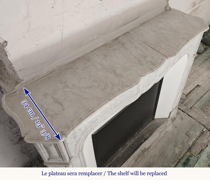 Louis XV style Pompadour mantel in Carrara marble Louis XV style Pompadour mantel in Carrara marble-8