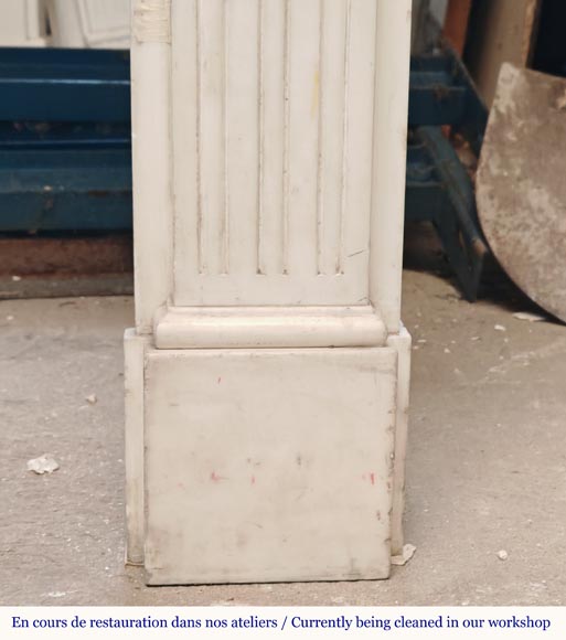 Cheminée de style Louis XVI en marbre demi statuaire Cheminée de style Louis XVI en marbre demi statuaire-12