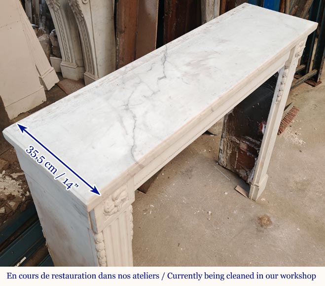 Cheminée de style Louis XVI en marbre demi statuaire Cheminée de style Louis XVI en marbre demi statuaire-13