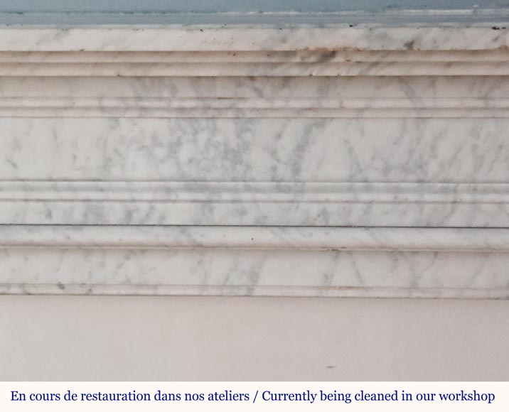 Louis XVI style molded mantel in veined Carrara marble Louis XVI style molded mantel in veined Carrara marble-1