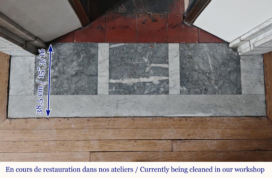 Louis XVI style molded mantel in veined Carrara marble Louis XVI style molded mantel in veined Carrara marble-8