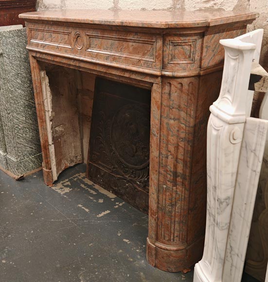 Louis XVI style mantel with rounded corners in Enjugerais marble Louis XVI style mantel with rounded corners in Enjugerais marble-5