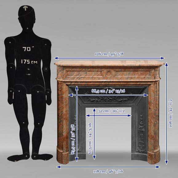Louis XVI style mantel with rounded corners in Enjugerais marble Louis XVI style mantel with rounded corners in Enjugerais marble-9