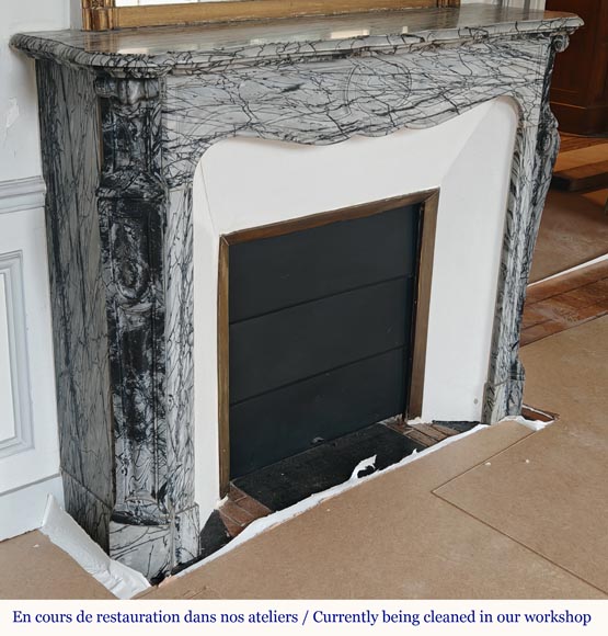 Louis XV style Pompadour mantel in Bleu Fleuri marble Louis XV style Pompadour mantel in Bleu Fleuri marble-2