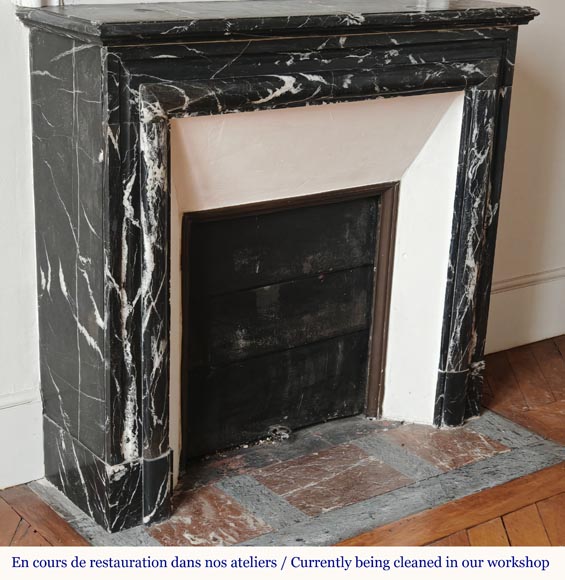 Louis XIV style mantel in black Marquina marble Louis XIV style mantel in black Marquina marble-2