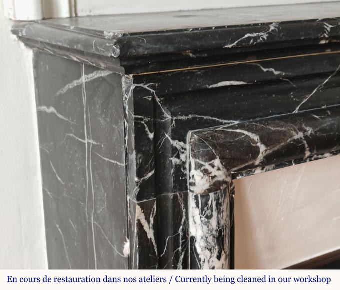 Louis XIV style mantel in black Marquina marble Louis XIV style mantel in black Marquina marble-3