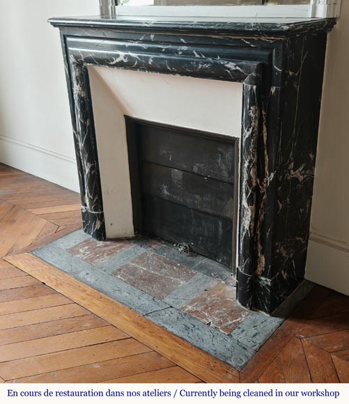 Louis XIV style mantel in black Marquina marble Louis XIV style mantel in black Marquina marble-5