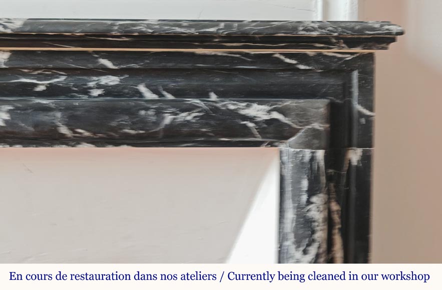 Louis XIV style mantel in black Marquina marble Louis XIV style mantel in black Marquina marble-6