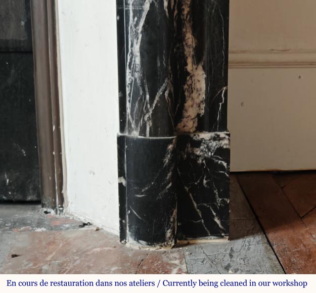 Louis XIV style mantel in black Marquina marble Louis XIV style mantel in black Marquina marble-7