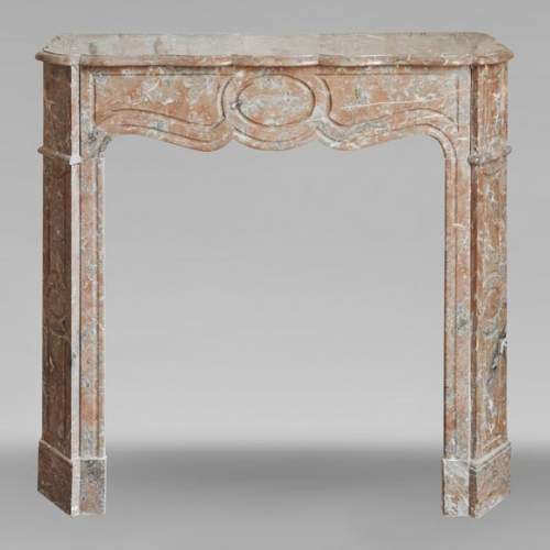 Louis XV style Pompadour mantel in Rouge du Nord marble