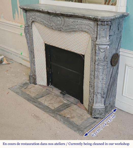 Louis XV style Pompadour mantel in blue marble Louis XV style Pompadour mantel in blue marble-5