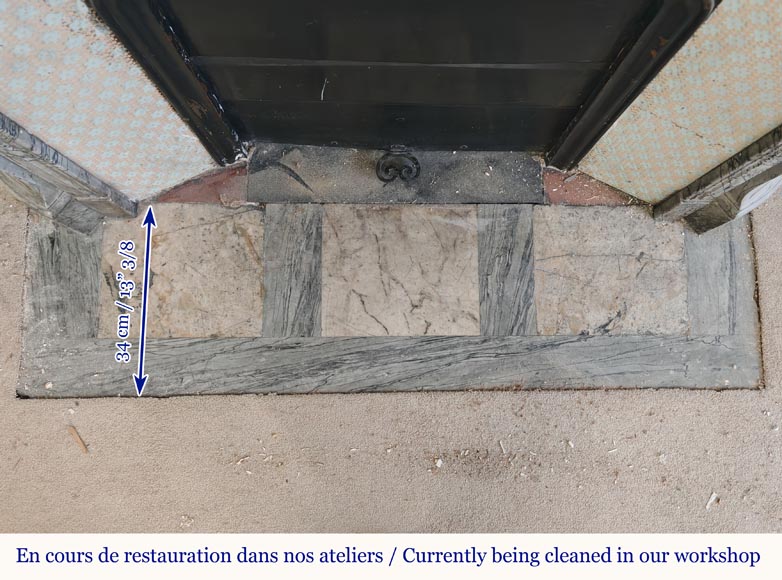 Louis XV style Pompadour mantel in blue marble Louis XV style Pompadour mantel in blue marble-8