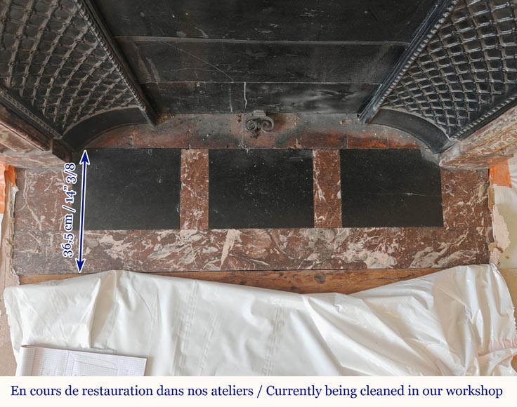 Louis XIV style mantel with acroterion in Rouge du Nord marble Louis XIV style mantel with acroterion in Rouge du Nord marble-9