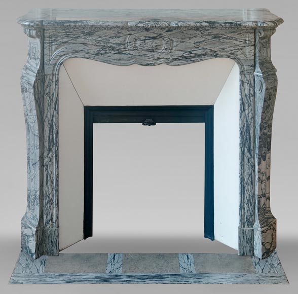 Louis XV style Pompadour mantel in Blue Fleuri marble Louis XV style Pompadour mantel in Blue Fleuri marble-0