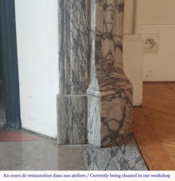 Louis XV style Pompadour mantel in Blue Fleuri marble Louis XV style Pompadour mantel in Blue Fleuri marble-7