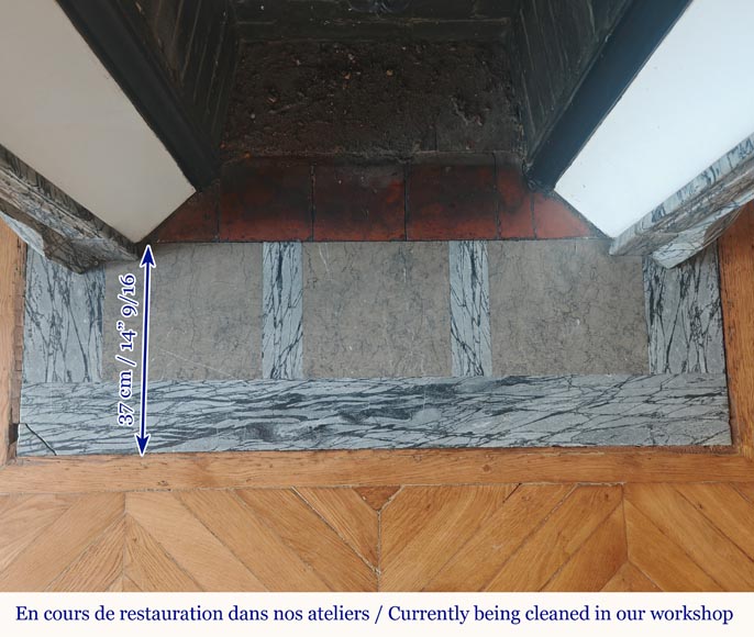 Louis XV style Pompadour mantel in Blue Fleuri marble Louis XV style Pompadour mantel in Blue Fleuri marble-8