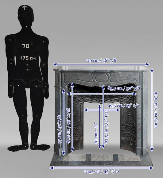 Louis XV style pompadour mantel carved in Bois Jourdan marble Louis XV style pompadour mantel carved in Bois Jourdan marble-10