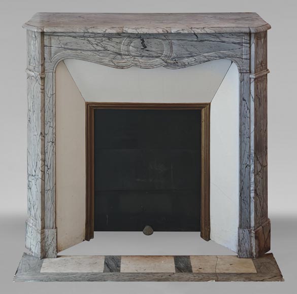 Louis XV style Pompadour flat mantel in Blue Fleuri marble Louis XV style Pompadour flat mantel in Blue Fleuri marble-0
