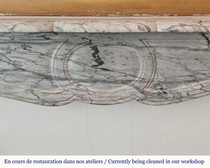 Louis XV style Pompadour flat mantel in Blue Fleuri marble Louis XV style Pompadour flat mantel in Blue Fleuri marble-1