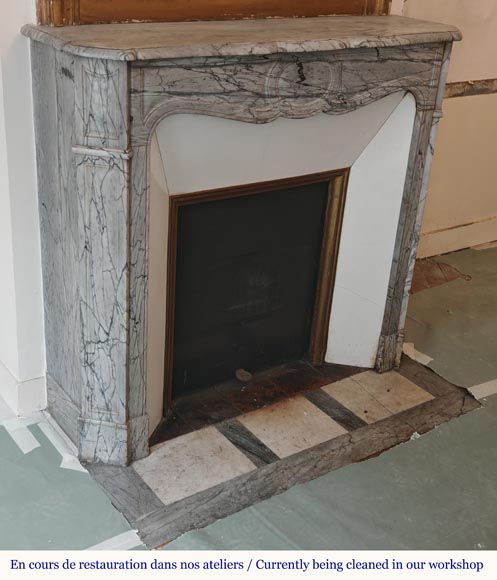 Louis XV style Pompadour flat mantel in Blue Fleuri marble Louis XV style Pompadour flat mantel in Blue Fleuri marble-2