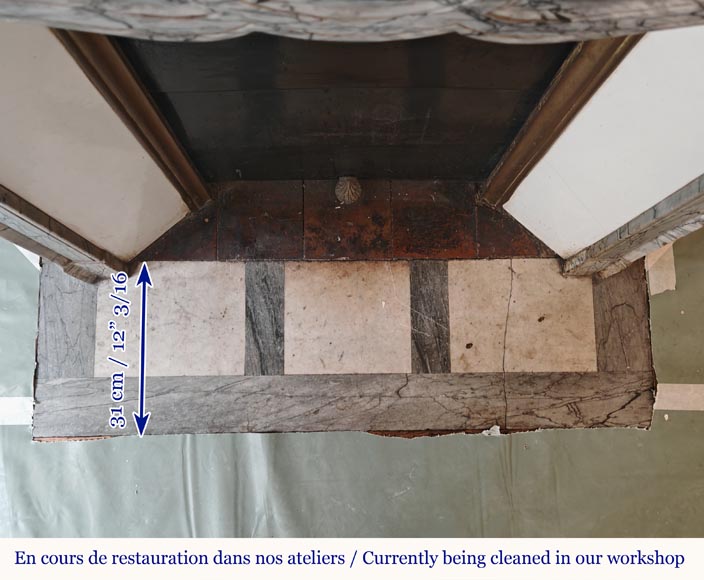 Louis XV style Pompadour flat mantel in Blue Fleuri marble Louis XV style Pompadour flat mantel in Blue Fleuri marble-7