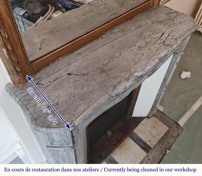 Louis XV style Pompadour flat mantel in Blue Fleuri marble Louis XV style Pompadour flat mantel in Blue Fleuri marble-8