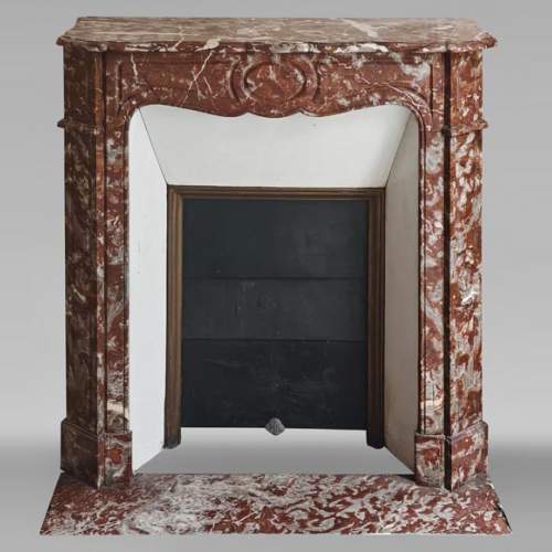 Louis XV style Pompadour mantel in Rouge du Nord marble