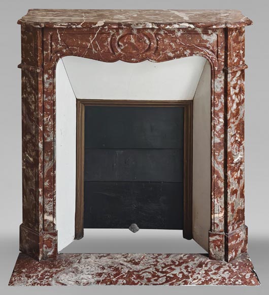 Louis XV style Pompadour mantel in Rouge du Nord marble Louis XV style Pompadour mantel in Rouge du Nord marble-0