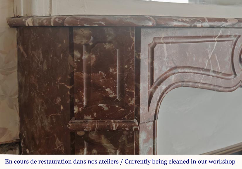 Louis XV style Pompadour mantel in Rouge du Nord marble Louis XV style Pompadour mantel in Rouge du Nord marble-3