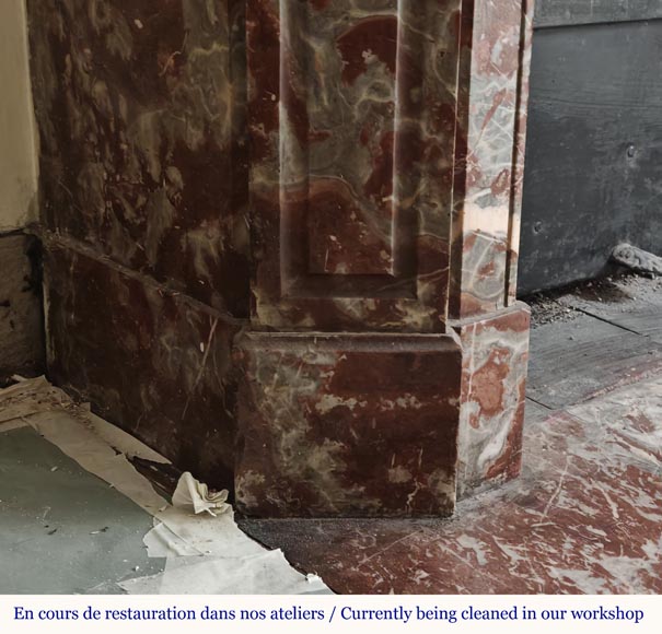 Louis XV style Pompadour mantel in Rouge du Nord marble Louis XV style Pompadour mantel in Rouge du Nord marble-4