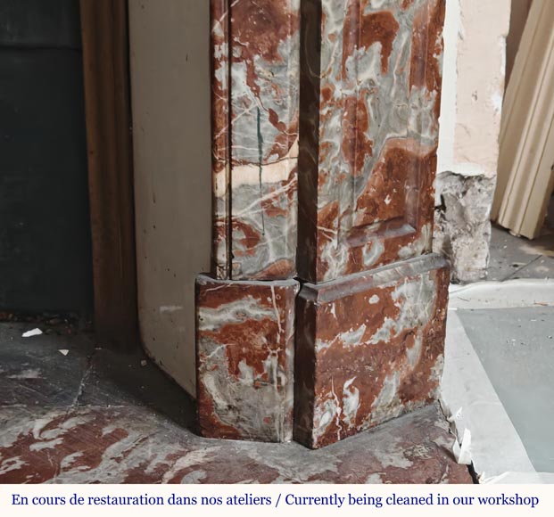 Louis XV style Pompadour mantel in Rouge du Nord marble Louis XV style Pompadour mantel in Rouge du Nord marble-7