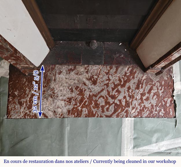 Louis XV style Pompadour mantel in Rouge du Nord marble Louis XV style Pompadour mantel in Rouge du Nord marble-8