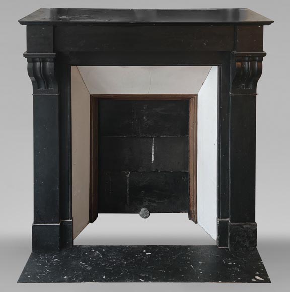 Napoleon III style mantel with modillion carved in black marble Napoleon III style mantel with modillion carved in black marble-0