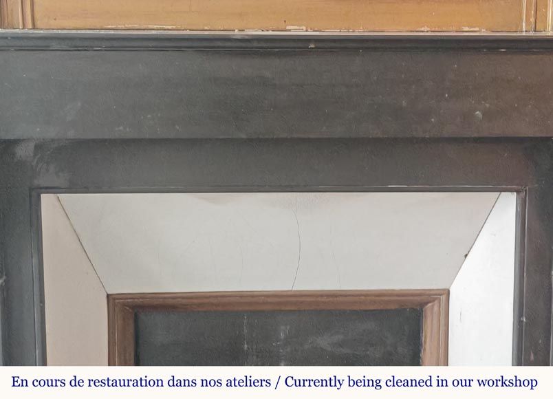 Napoleon III style mantel with modillion carved in black marble Napoleon III style mantel with modillion carved in black marble-1