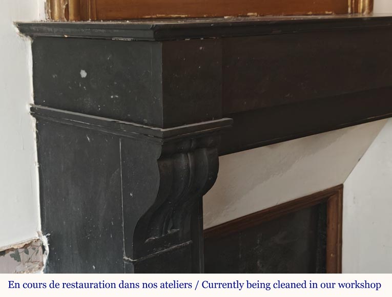 Napoleon III style mantel with modillion carved in black marble Napoleon III style mantel with modillion carved in black marble-3
