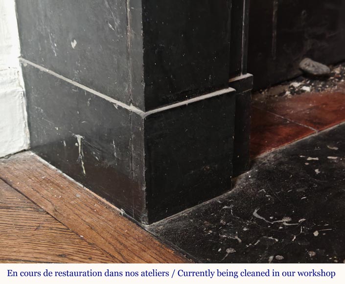 Napoleon III style mantel with modillion carved in black marble Napoleon III style mantel with modillion carved in black marble-4