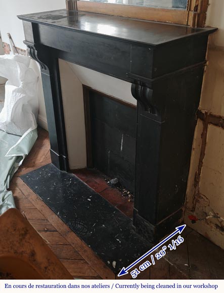 Napoleon III style mantel with modillion carved in black marble Napoleon III style mantel with modillion carved in black marble-5