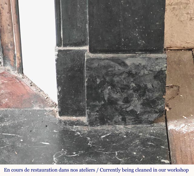 Napoleon III style mantel with modillion carved in black marble Napoleon III style mantel with modillion carved in black marble-7