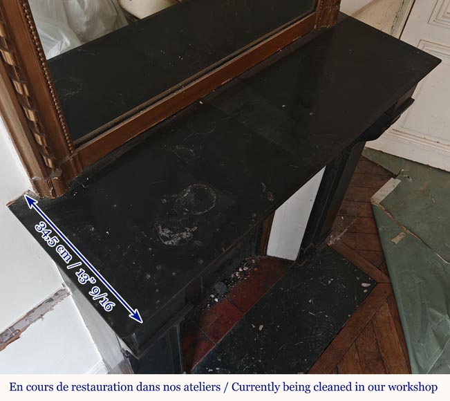 Napoleon III style mantel with modillion carved in black marble Napoleon III style mantel with modillion carved in black marble-9