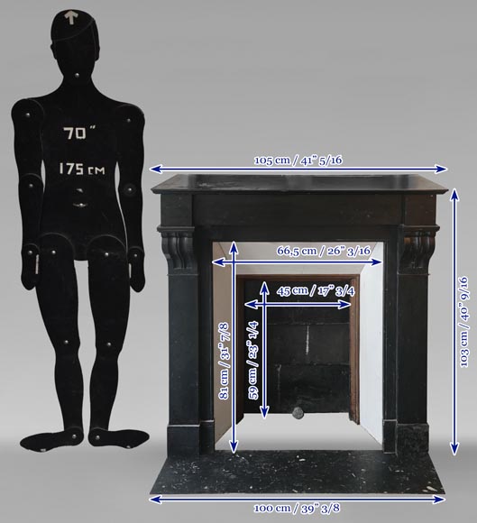 Napoleon III style mantel with modillion carved in black marble Napoleon III style mantel with modillion carved in black marble-10