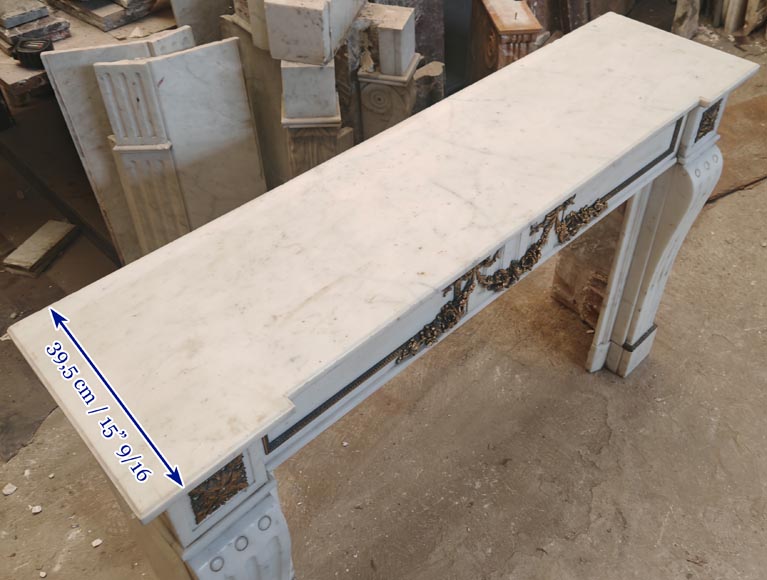 Louis XVI style semi-statuary marble mantel decorated with bronze garlands Louis XVI style semi-statuary marble mantel decorated with bronze garlands-10