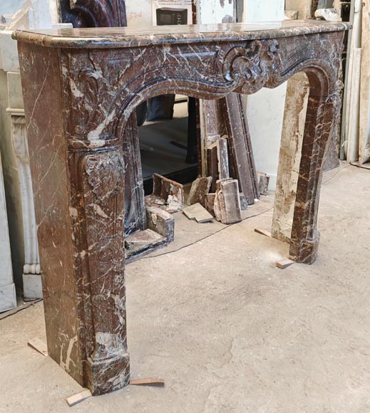 Louis XV style mantel in Rouge Royal marble with asymmetrical shell motif Louis XV style mantel in Rouge Royal marble with asymmetrical shell motif-3