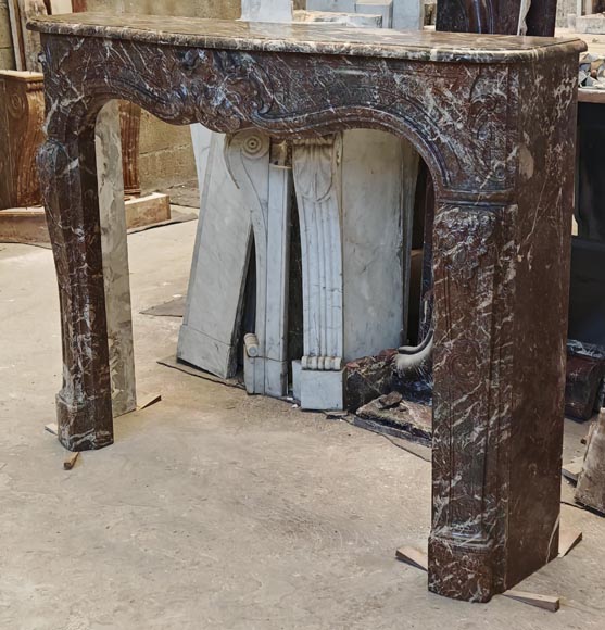 Louis XV style mantel in Rouge Royal marble with asymmetrical shell motif Louis XV style mantel in Rouge Royal marble with asymmetrical shell motif-7