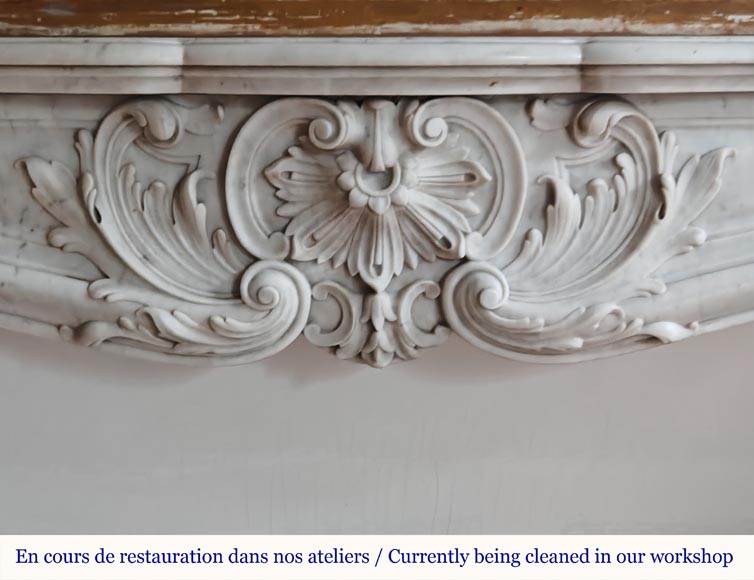 Louis XV style mantel richly carved in Carrara marble Louis XV style mantel richly carved in Carrara marble-1