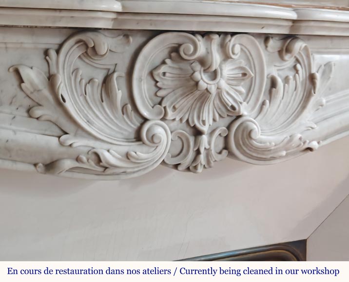Louis XV style mantel richly carved in Carrara marble Louis XV style mantel richly carved in Carrara marble-2